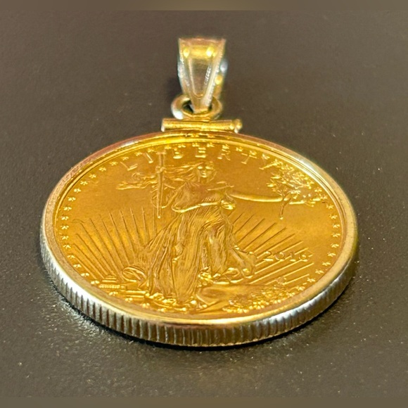 2016 1/4 10$ American Gold Eagle BU 22K Solid Gold Coin & 14k Coin Edge Bezel {B - Picture 6 of 14